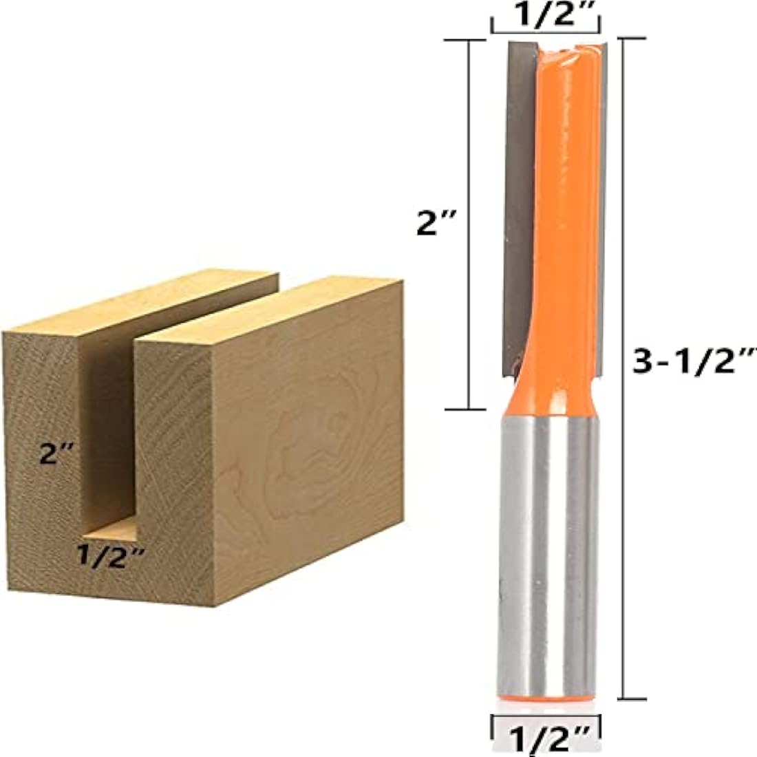 Sinoprotools 5pcs Straight Router Bits, 1/2" Shank Tungsten Carbide Router Cutter, 2" Cutting Depth Kitchen Fitters Router Bit Set for Woodworking(5 Bits)