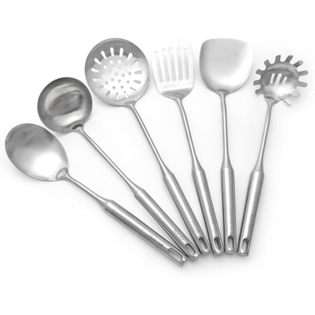304 18/8 Stainless Steel Kitchen Utensils Set 6 Pcs 38cm Long Cooking Utensil, Spatula, Soup Spoon, Leaking Shovel, Turner, Pasta Server Kitchen Tools Set