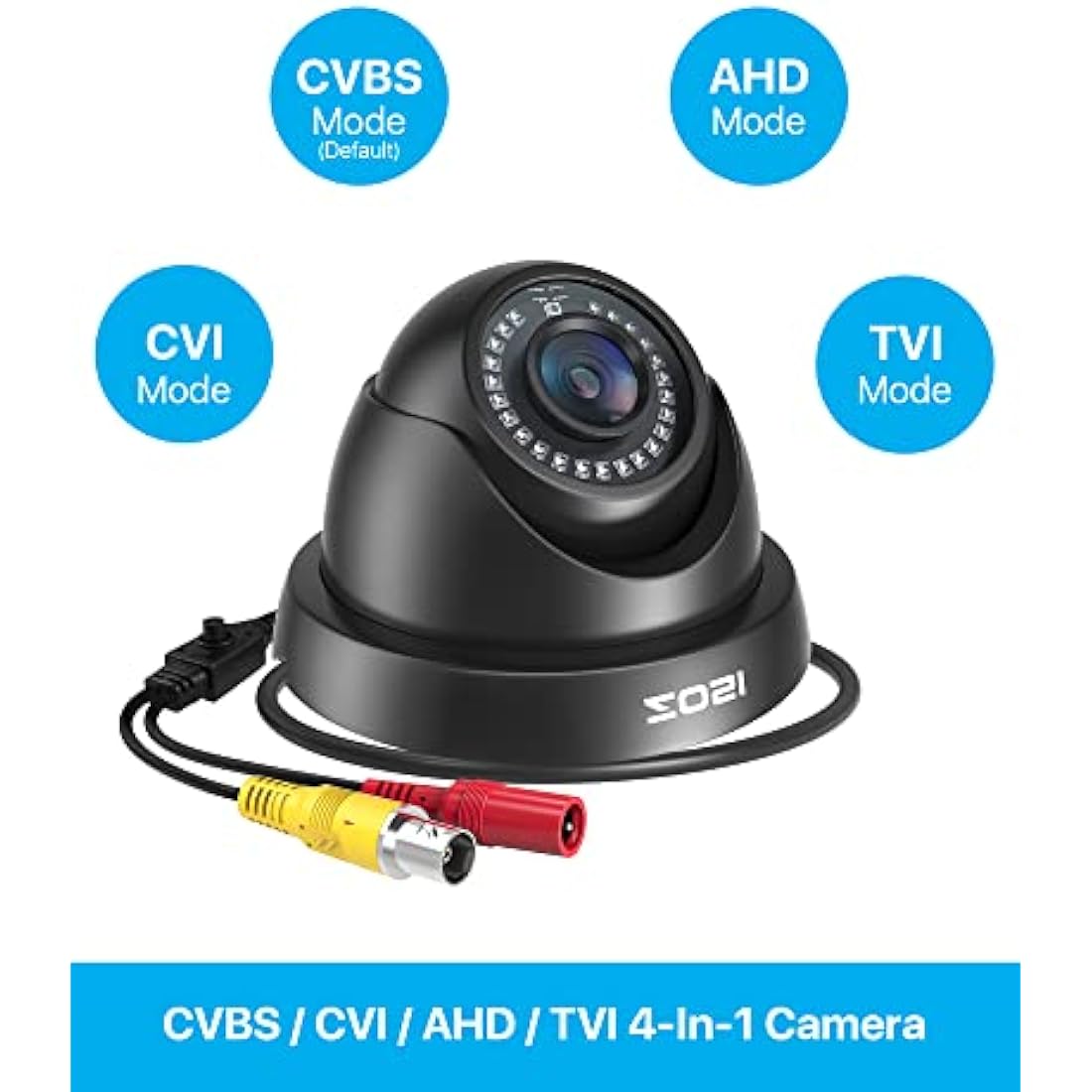 ZOSI 1080P CCTV Camera Surveillance outdoor Indoor, 1920TVL Hybrid 4-in-1 TVI CVI AHD CVBS Camera for Home Security, 24PCS IR Leds 3.6mm Lens 80ft Night Vision, IP66 Weatherproof, AI Detect, Black