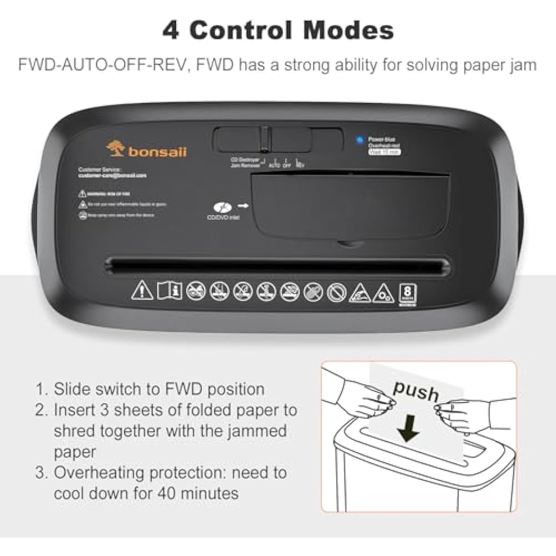 Bonsaii Paper Shredder for Home Use, 8-Sheet StripCut Home Office Shredder, CD/Credit Card Shredder Machine with Overheat Protection, 13 Litres Wastebasket, Black (S120-C)