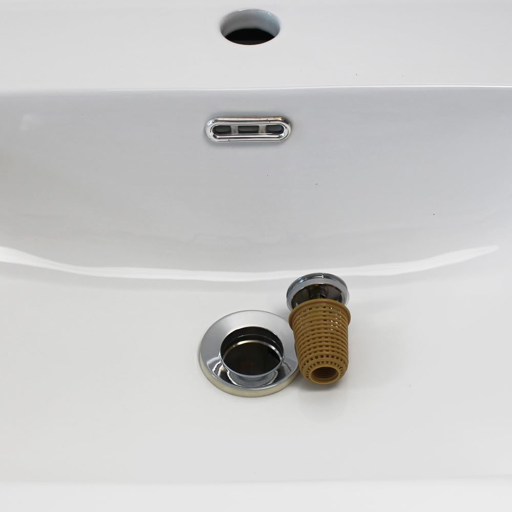 WaiiHO 021 Basin Drainer with Overflow, Brass, Chrome Finish, with Drain Basket, G1 1/4
