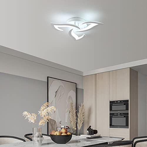 SENQIU Modern LED Ceiling Light, 36W LED Ceiling Lights with 3 Petal-Shaped Lamps, 6500K Cool White, Acrylic Leaf Chandelier Lighting Fixture for Bedroom, Living Room, Office, White