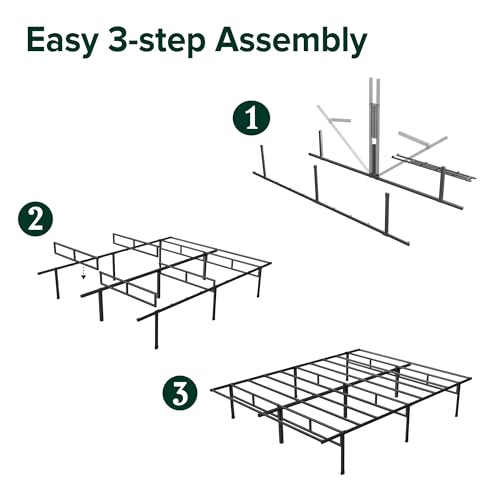 ZINUS Justin Single Bed frame - Bed 90x190 cm - 36cm Height - Metal bed frame with Underbed storage and steel slat support - Black