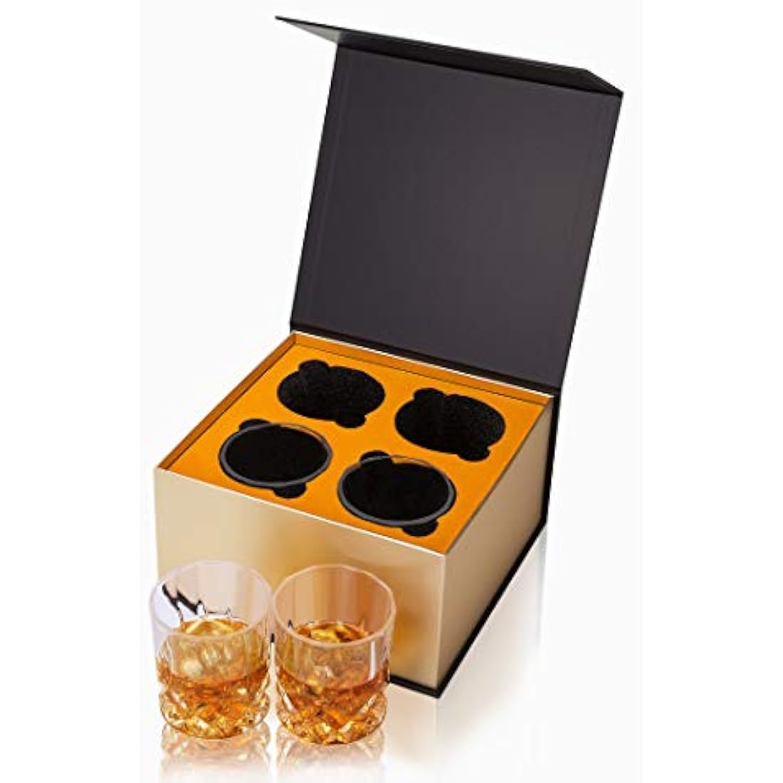 KANARS Whisky Glasses Set, No-Lead Crystal Whiskey Glass for Bourbon, Tequila, Cocktail, Cognac, Martini, Unique Stylish Gift Box, Set of 4, 300 ml