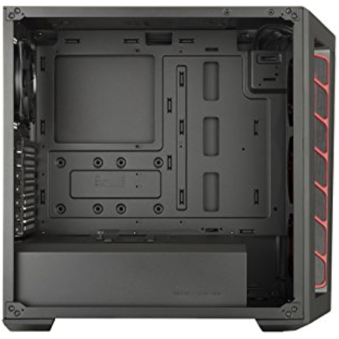 Cooler Master MasterBox MB511 - ATX PC Case with Front Mesh Panel, Racing Intakes, Transparent Side Panel, Flexible Air Flow Configurations - Red Accent