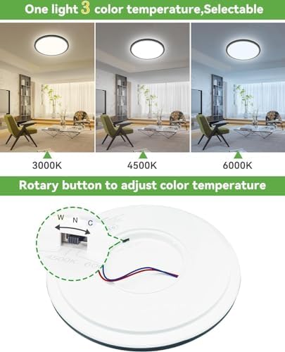 zemty 2 Pack 29W 3200LM LED Ceiling Light, 30cm Bathroom Lights Ceiling 3000K/4500K/6000K 3 Color Temperature Flush Ceiling Light Round Ultra Thin for Bedroom, Living Room, Kitchen