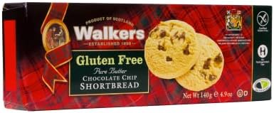 Walkers Shortbread Gluten Free Chocolate Chip Rounds, Traditional Pure Butter Scottish Recipe, 140g (Pack of 12)