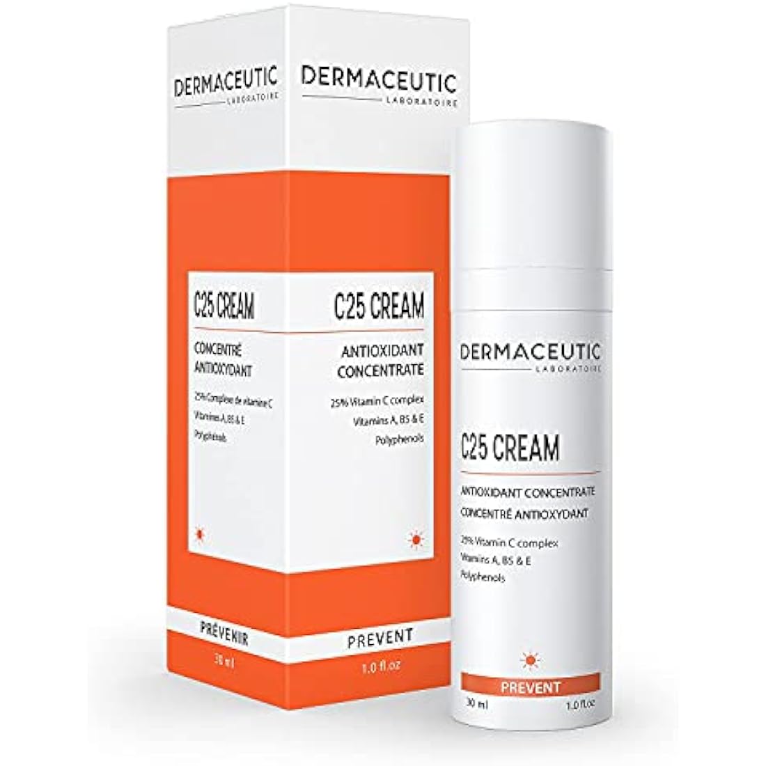 Dermaceutic C25 Cream - Antioxidant Day Cream with Vitamin C, Vitamin E, Vitamin B5, Vitamin E and Polyphenols - Protective face moisturizer for improved complexion and radiant skin - 30ml