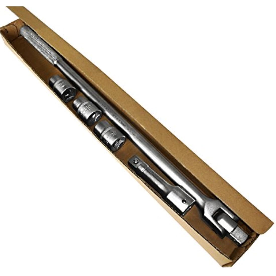 S&R Breaker Bar, Flex Socket Drive Handle Set 3/4 Inch with Extension and 3 Sockets 17mm, 19mm, 21mm, Rotary Push Handle 600 mm, Extra Resilient Ø 22 mm Shatterproof - Industrial Quality