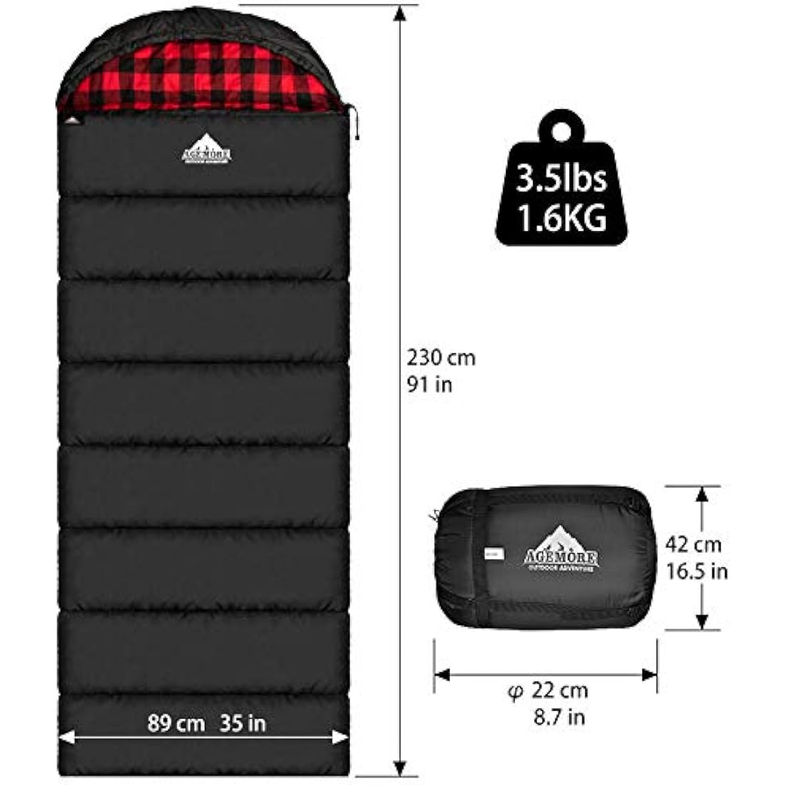 Mcota Cotton Flannel Sleeping Bag for Adults, 100% Cotton Lining Sleeping Bag for Camping, Hiking, Backpacking Travel, Lightweight & Portable,3-4 Season Warm Weather Use