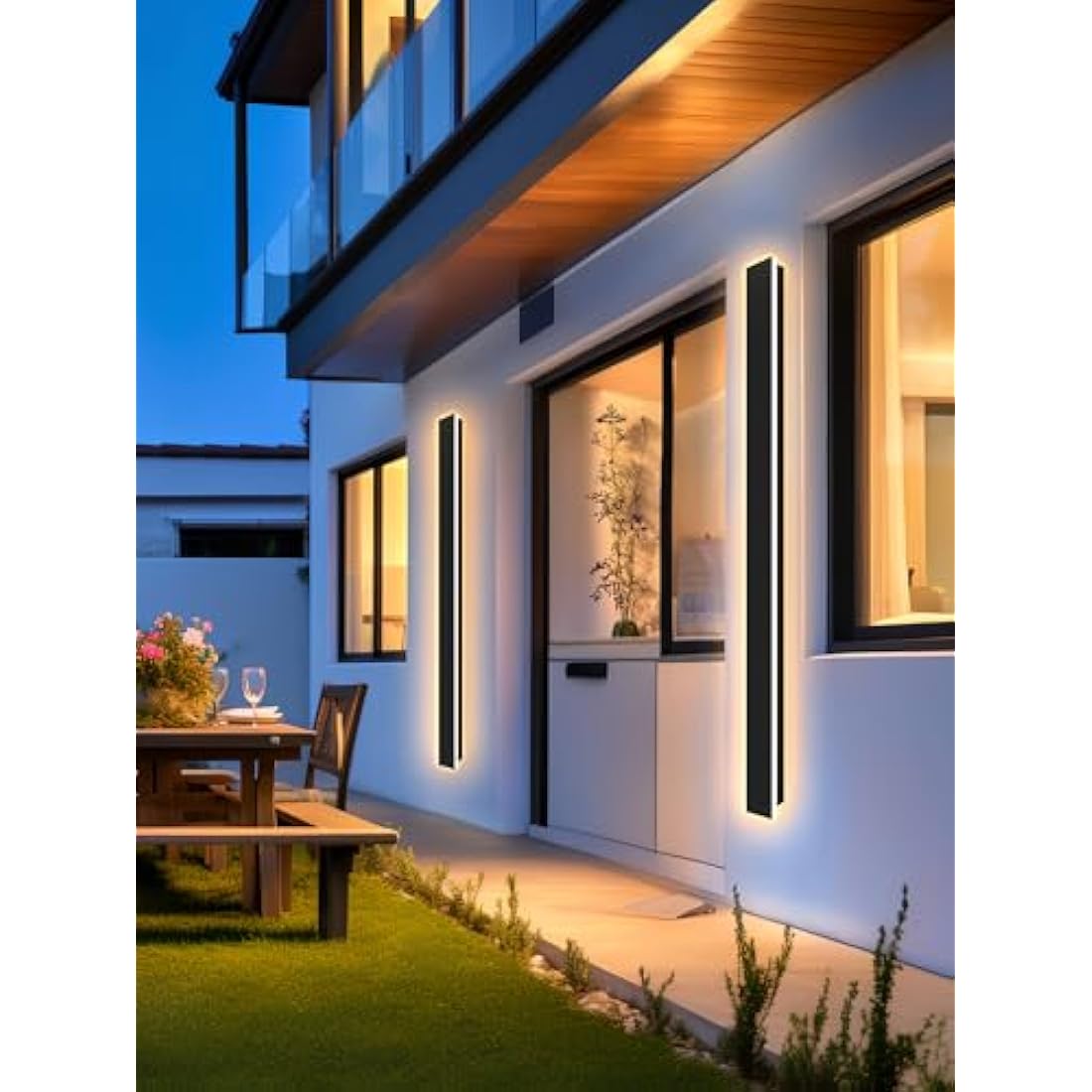Outdoor Wall Lights LED Black Long Wall Sconce Ip65 Waterproof Outside Lights Rectangular Wall Lighting 3000k 48W Aluminum Exterior/Indoor Wall Light For Garden Villa Porch Terraces Garage,150cm*1