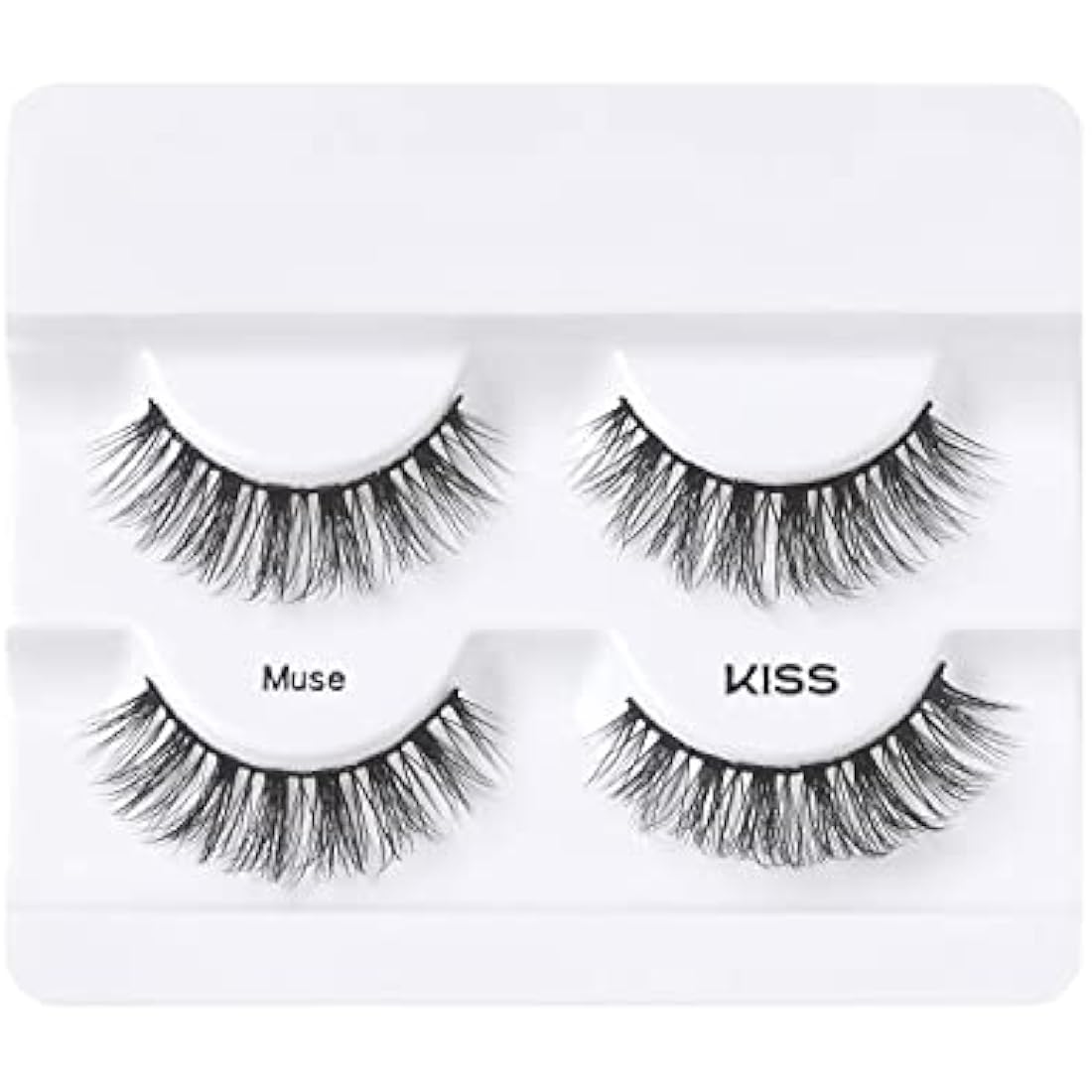 KISS Lash Couture Faux Mink Collection Double Pack of False Lashes, Muse, Ultrafine, Tapered, Synthetic Fake Lashes includes Lash Glue