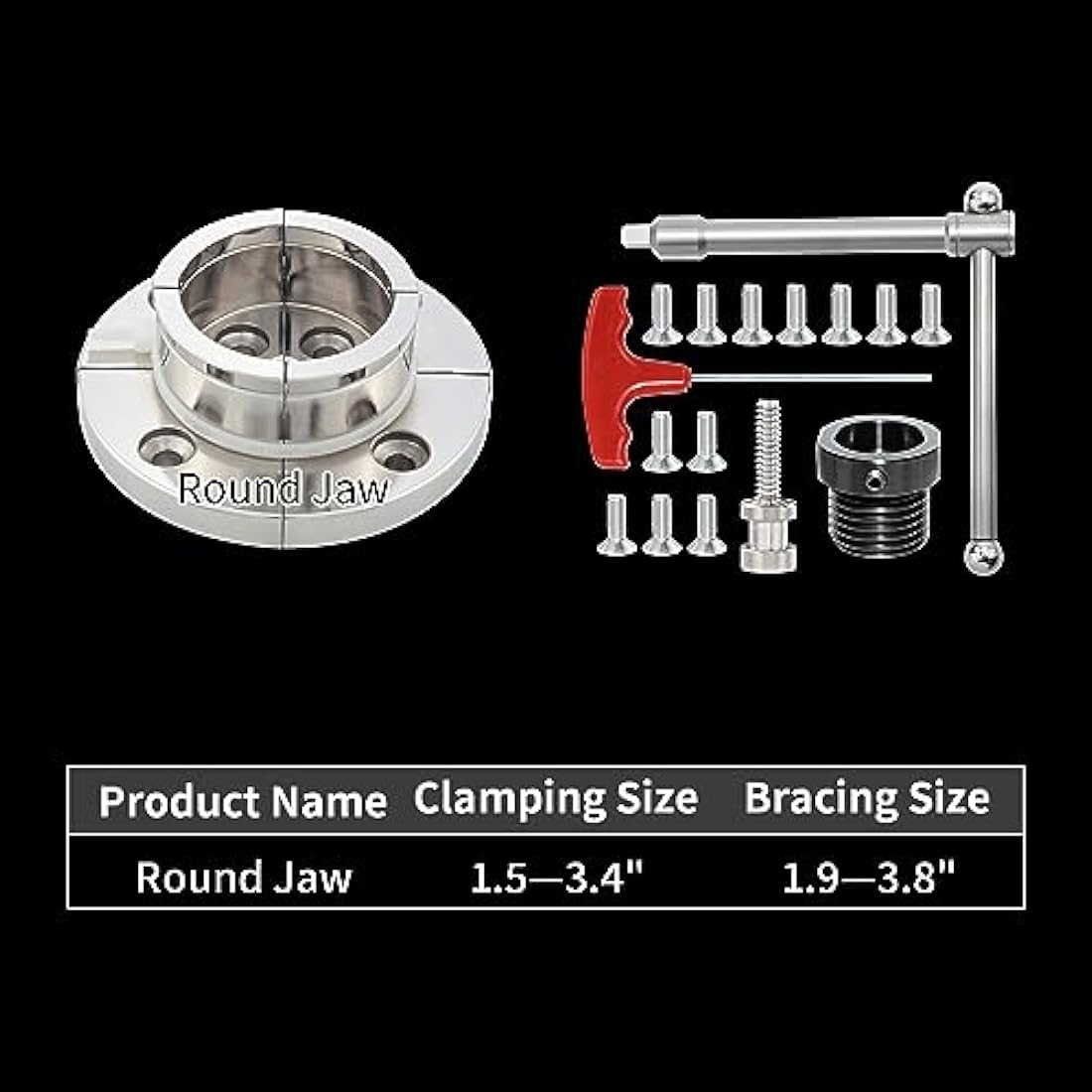 DEEFIINE 4 Inch Wood Lathe Chuck Set 1" x 8TPI Thread & 3/4" x16TPI Adapter, Nickel Plated Self-Centering 4 Jaw Wood Turning Chuck.(1 jaw)