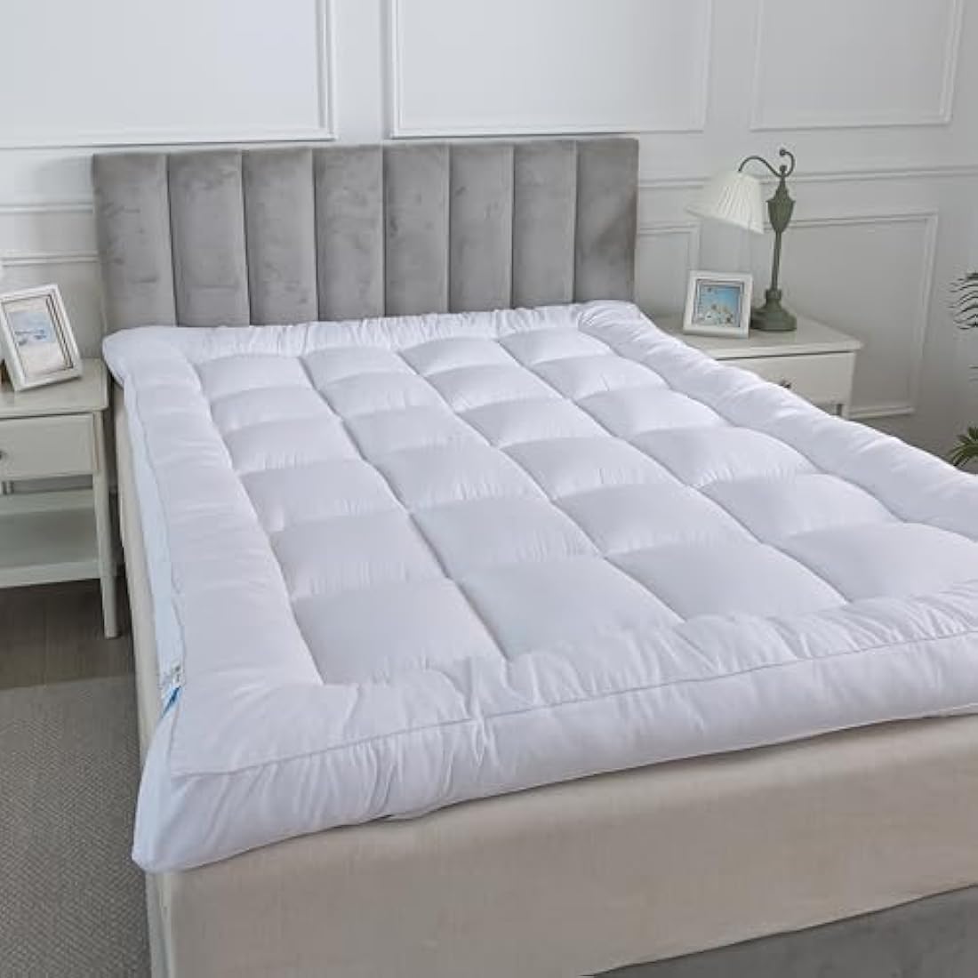 Hotel Quality Box Stitched Microfibre Mattress Topper 5cm Super soft Heavy Fill Orthopaedic Anti Allergy Quilted Mattress Topper (Single, 90cm X 190cm x5cm)