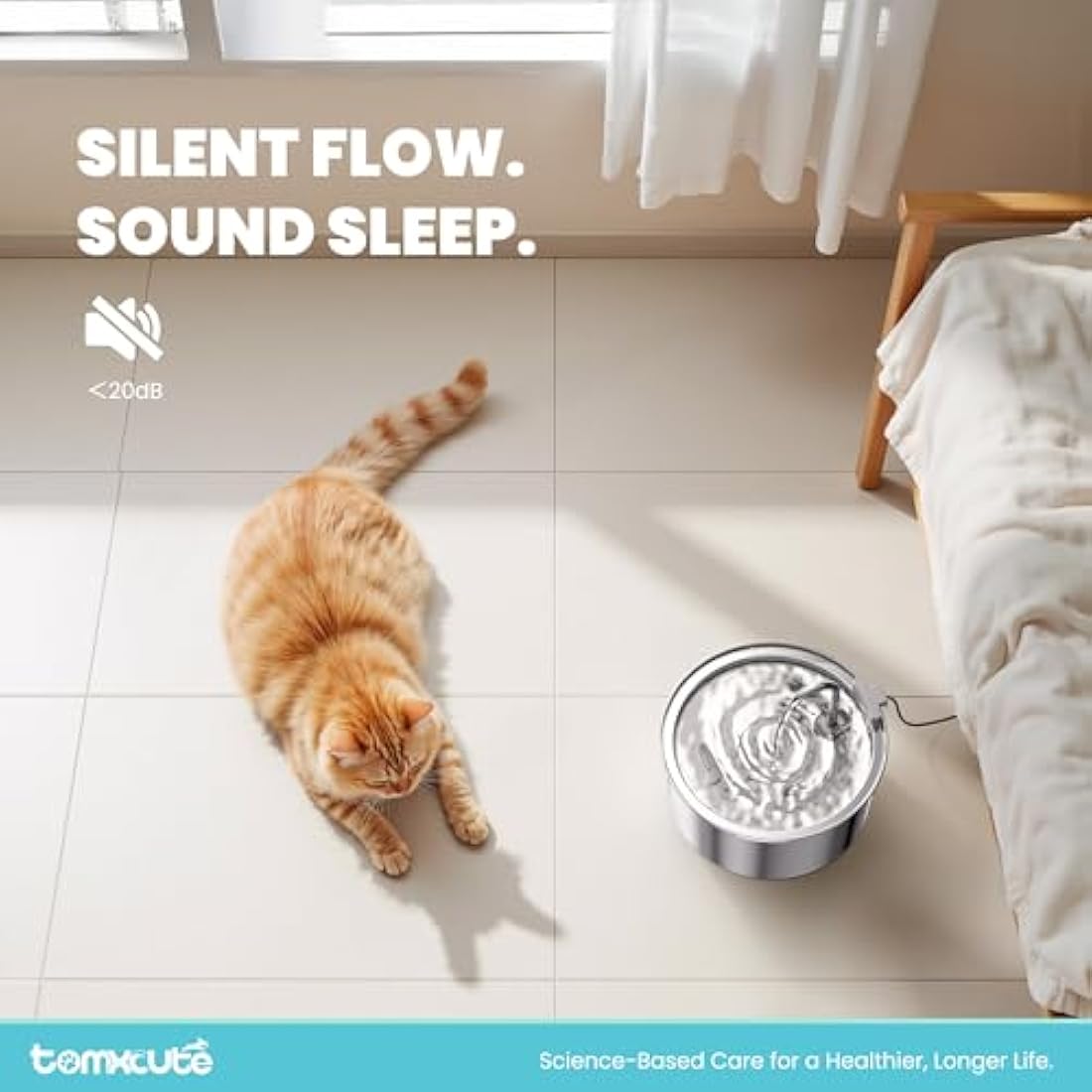 TOMXCUTE Cat Water Fountain for drinking, 3.2L Stainless Steel Pet Fountain, Cat Drinking Fountain Dishwasher Safe, Water Dispenser for Cats and Dogs, with Upgraded Pump and 3 Replacement Filters