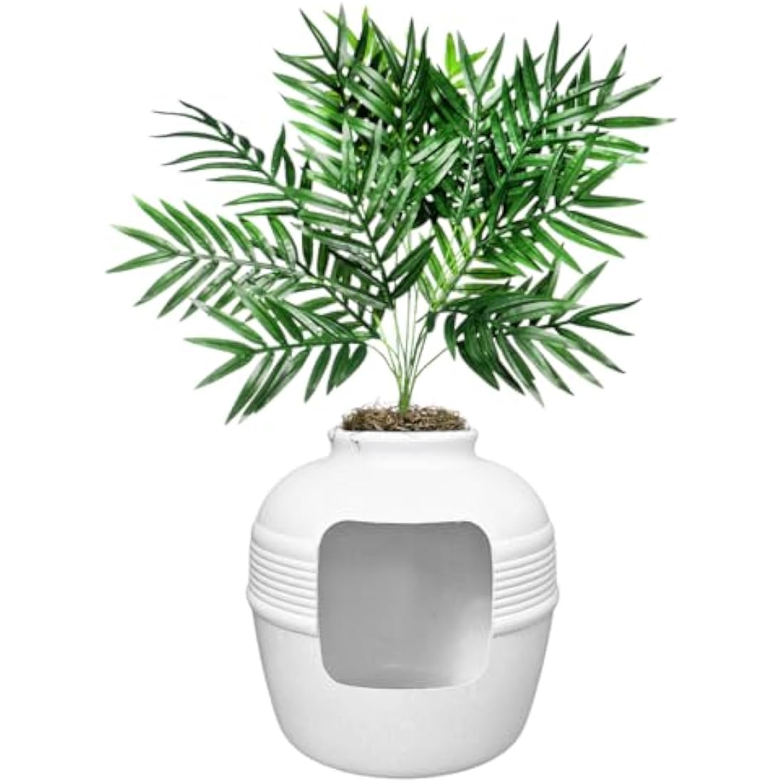 Good Pet Stuff, The Original Hidden Litter Box, Artificial Plants & Enclosed Cat Planter Litter Box, Vented & Odor Filter, Easy to Clean, White Birch