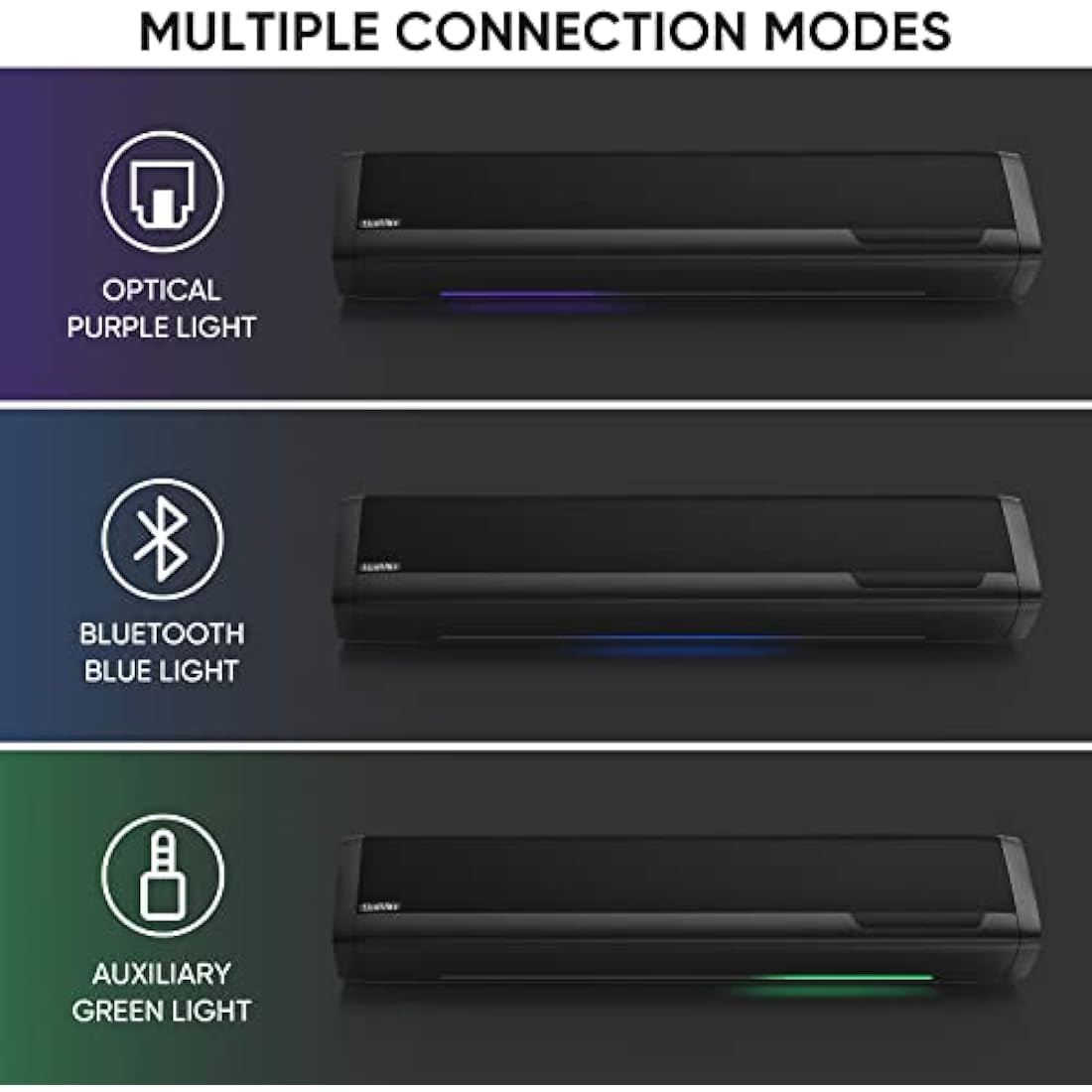 Saiyin Sound Bar for TV, Soundbar with Bluetooth 5.3,Optical, AUX Inputs, 17-Inch Small TV Sound Bar Speakers with Visual Volume Adjustment (17 inch, Balck, DS6305)