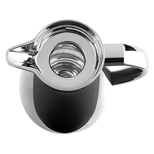 Tefal Campo Jug 1L, Stainless Steel Chrome, 100% Leak-Proof, High-Quality Glass Liner, Keeps Beverages Hot for 12 Hours, Durable and Elegant Thermal