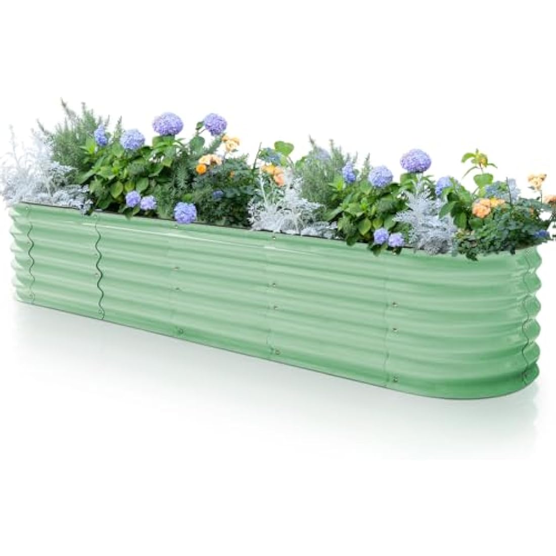 Byhagern Raised Garden Beds Outdoor, Anti-Rust Coating Planter Box with Safety Edging, Raised Garden Beds for Vegetables, Flowers, Herbs (Green)……