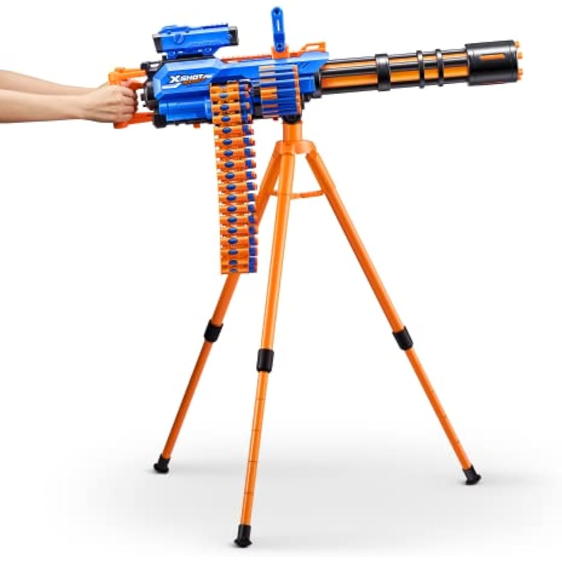 XSHOT Insanity Motorized Rage Fire by ZURU with 72 Darts, Air Pocket Technology Darts and Dart Storage, Motorized Blasting Power, Auto Feeding Belt, Tripod and Scope, Outdoor Toy