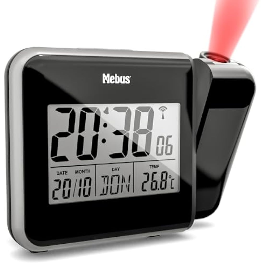 Mebus 42425 Radio Alarm Clock with Projection and Thermometer Plastic Normal Black