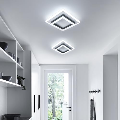 Modern LED Ceiling Lamp, Square LED Lights for Bedroom, Hallway, Office, Kitchen, Living Room - Cold White 6500K
