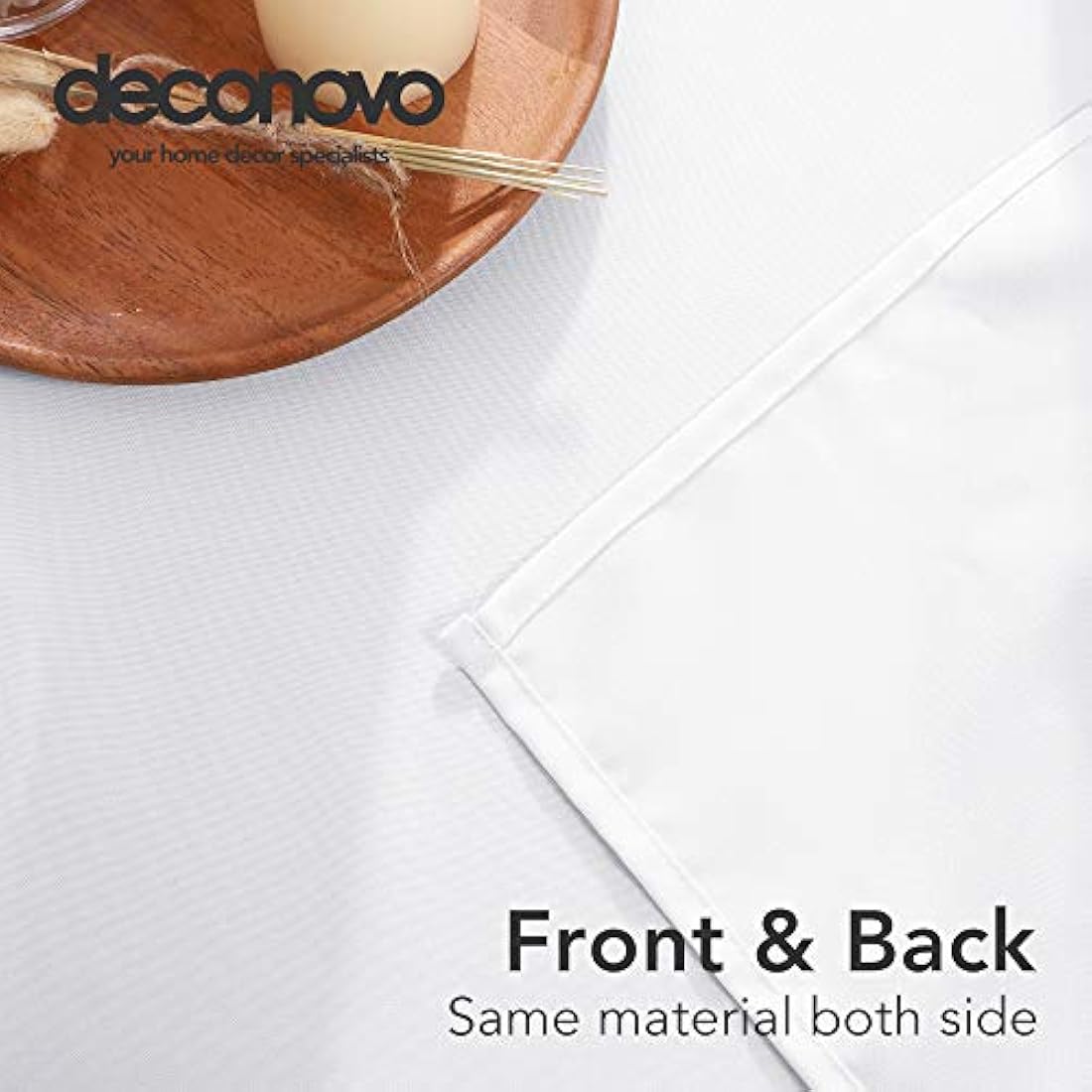 Deconovo Oxford Decorative Tablecloth Wipeable Plain Rectangle Tablecloth for Party 137x200cm(54x79in) White