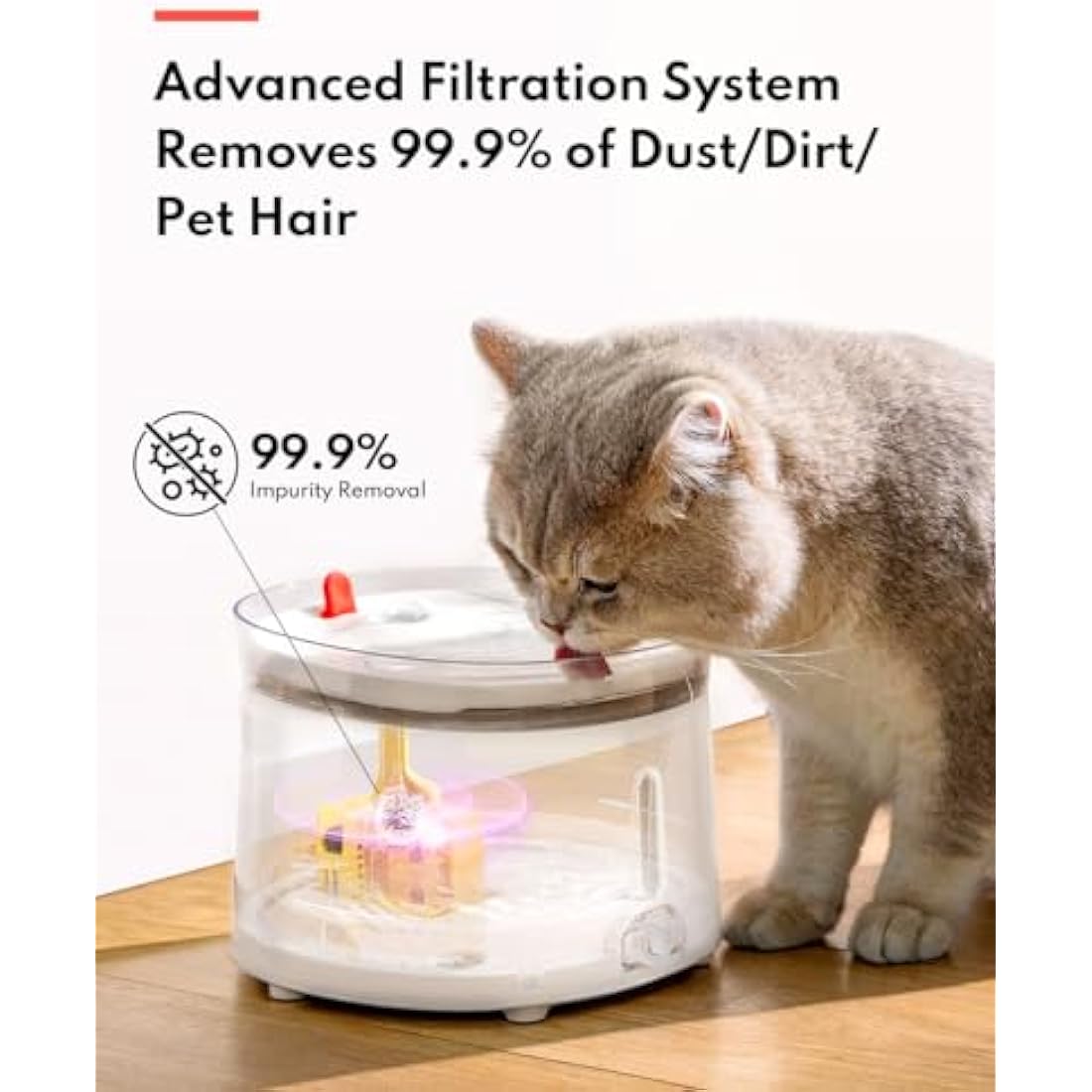 Homerunpet Cat Water Fountain Porcelain-Tray with Self-Cleaning Wireless-Pump, Ultra Quiet Pet Water Fountain for Cats and Dogs, Easy to Clean and Assemble, Filters Included, Smart LED Light, 68oz/2L