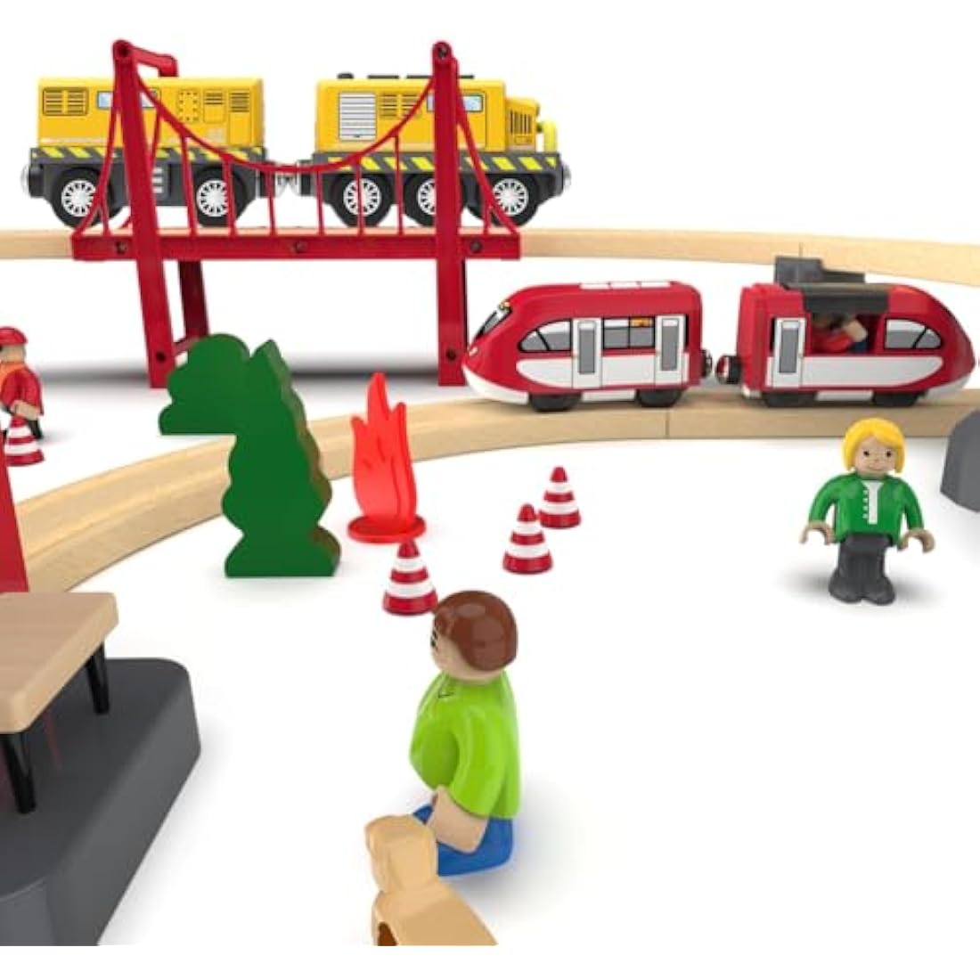 TOPLIVING Battery Operated Locomotive Train for Wooden Track, Motorized Train for Toddlers with Magnetic Connection, Compatible with Thomas, Brio, Chuggington, Melissa and Doug