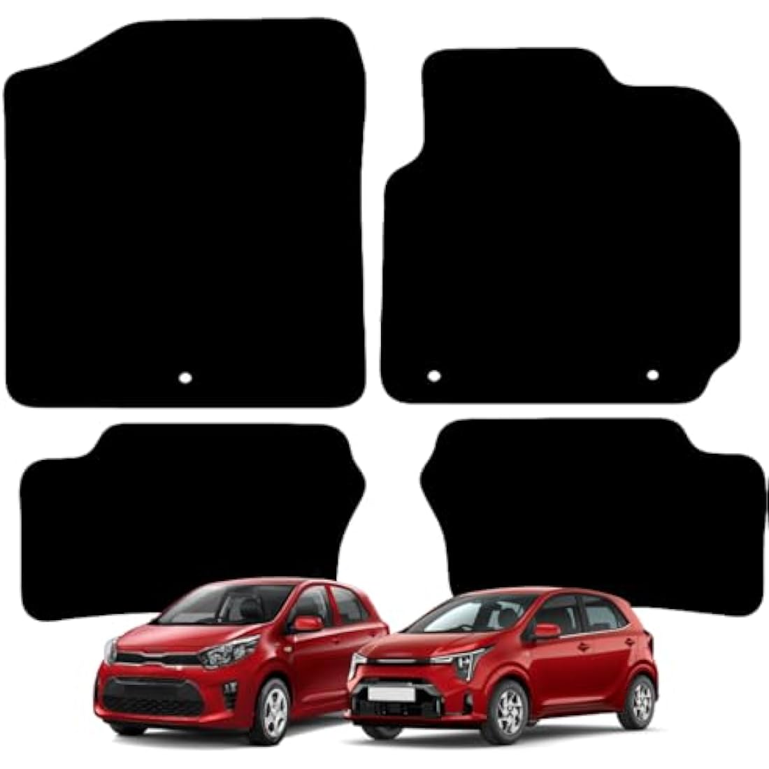 Carsio Carpet Car Mats For Kia Picanto 2017+ Onwards Tailored Fit Floor Mat Set Complete Accessory Black Custom Fitted - All Weather, Anti-Slip Backing & Black Trim