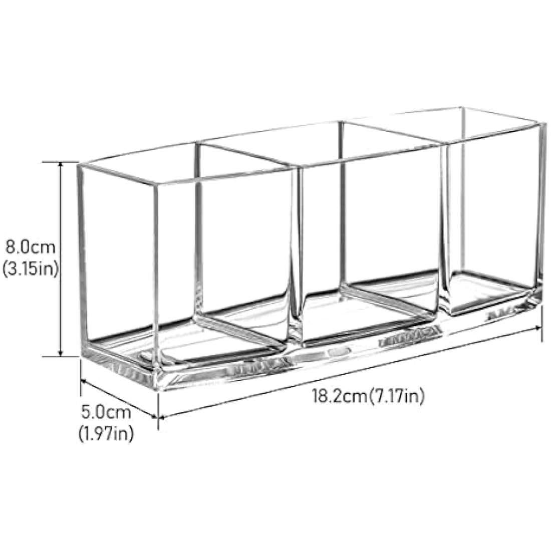 Top-spring Makeup Brush Holder Organizer, 3 Slot Acrylic Makeup Brush Organiser, Eyeliners Display Holder for Comestic Organizing (Clear)