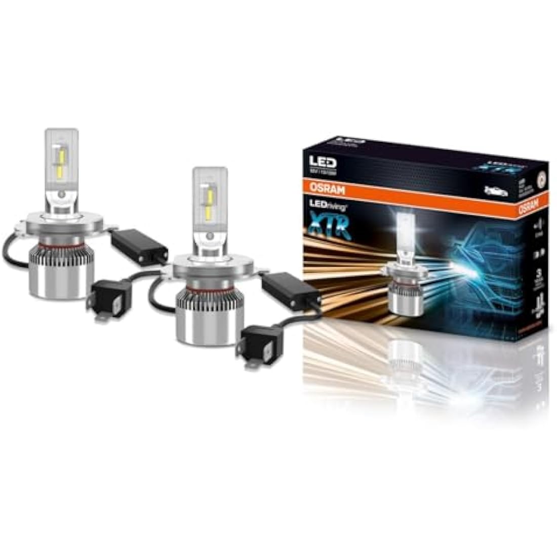 OSRAM LEDriving XTR, ≜H4 LED headlight lamps, cool white LED light, off-road only, 64193DWXTR, folding box (2 lamps)