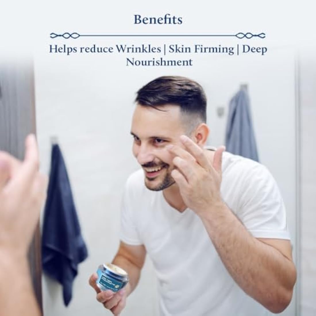 Blue Nectar Anti Aging Cream for Men | Natural Moisturizer with Vitamin E for Wrinkles & Fine Lines (14 herbs, 50g)