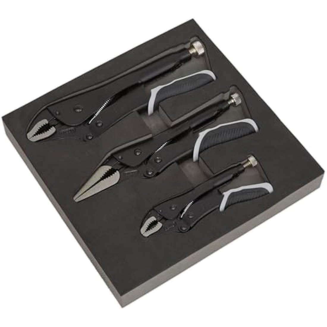Sealey Ak6863B Locking Pliers Set 3Pc Quick Release Black Series