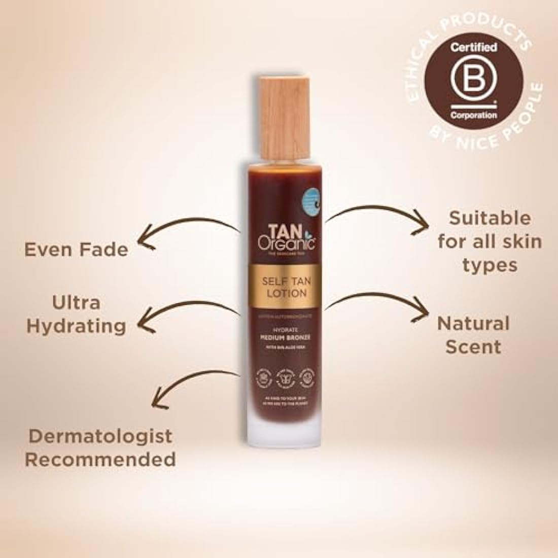 TanOrganic Self Tanning Lotion Fake Tan Certified Organic Natural Vegan 100ml