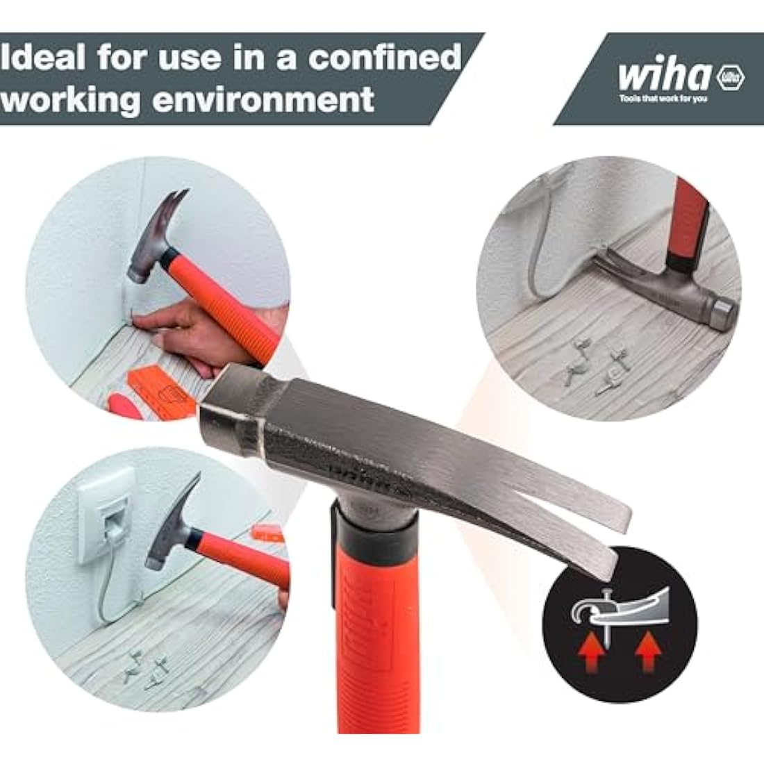 Wiha SB846300E Electrician's, 300 g Hammer Head, Red
