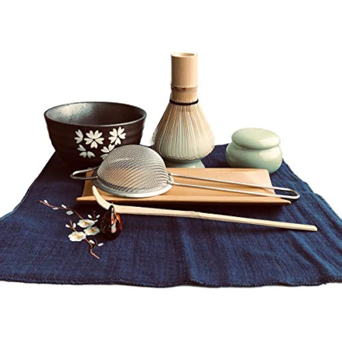 Artcome Japanese Matcha Tea Set, Matcha Whisk, Traditional Scoop, Matcha Bowl, Ceramic Whisk Holder, Matcha Caddy, Handmade Matcha Ceremony Kit for Traditional Japanese Tea Ceremony (9Pcs)