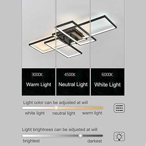 Becailyer LED Flush Mount Ceiling Lights with Remote, Black 4 Square Acrylic Modern Ceiling Lamp for Bedroom, Kitchen, Living Room, Study - Dimmable 3000-6000K