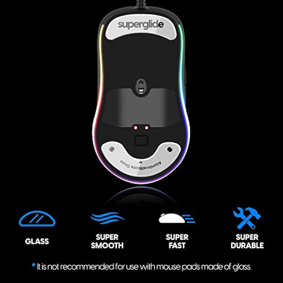 Superglide - Fastest and Smoothest Mouse Feet/Skates Made with Ultra Strong Flawless Glass Super Fast Smooth and Durable Sole for Endgame Gears XM1 RGB / XM1r [White]