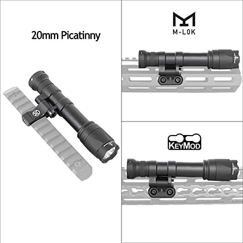 SBGJMY M640C Tactical Torch Flashlight 800 Lumen with Pressure Pad and Tail Button Switch Rotating Mount Torch for Mlok/Keymod and 20mm Picatinny Rail System (Black)