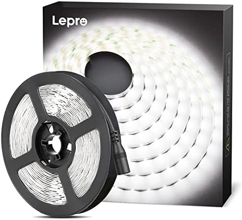 Lepro 5M LED Strip Lights, Cool White 6000K, 300 LEDs, 2300lm Bright Daylight LED Tape for Kitchen Cabinet Bar Van TV Mirror and More (12V Power Supply Not Included)