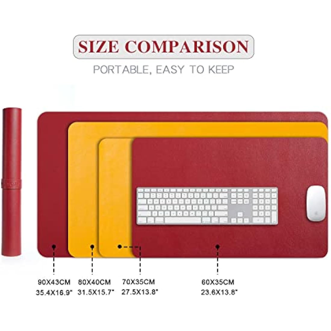 Desk Pad Large, Desk Mat, Extended Mouse Mat, Mouse Pad XXL, Desk Blotter, DOBAOJIA Laptop Pad Writing Pad for Office/Home, Dual-Side Use PU Leather Waterproof 35.4" X 16.9" (Red/Yellow)