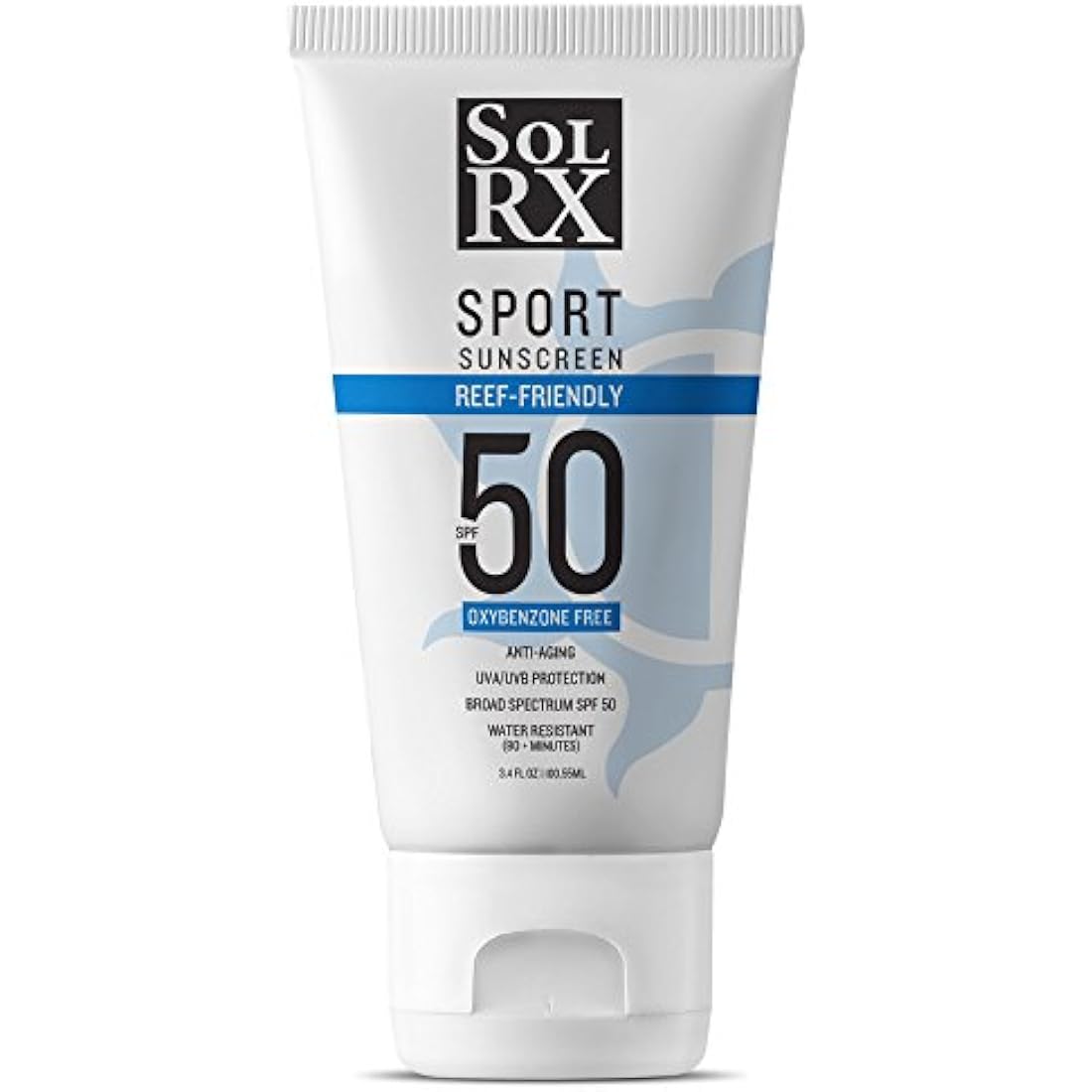 SolRX SPORT SPF 50 Sunscreen - Oxybenzone Free, Fragrance Free - 3.4 oz Tube