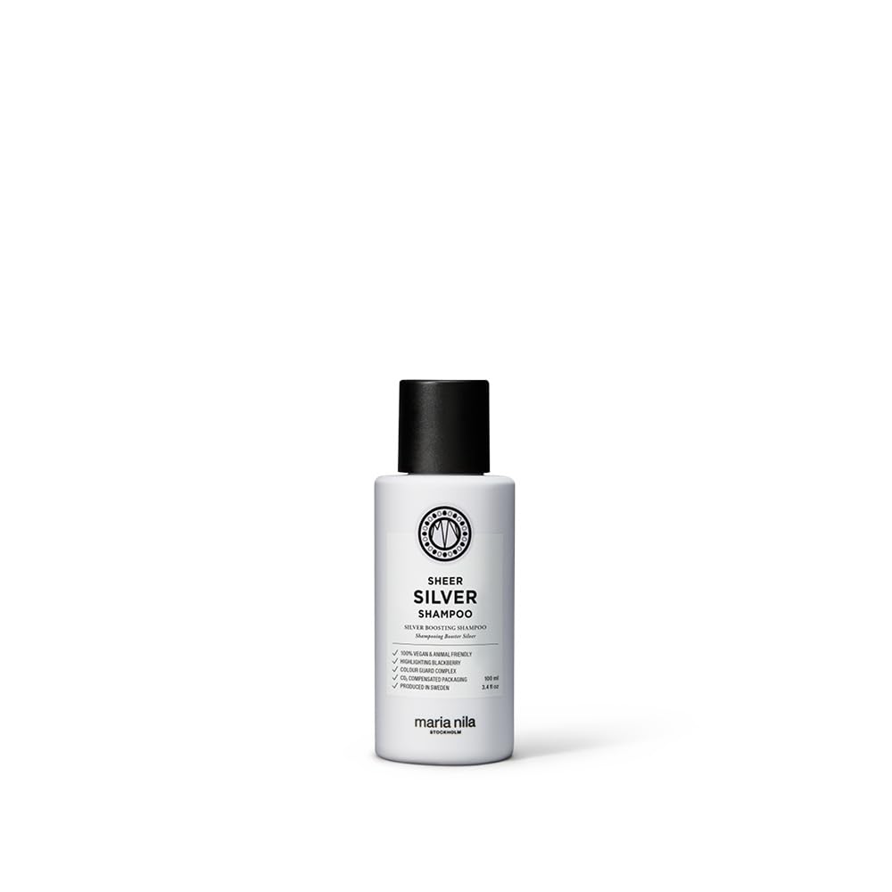 Maria Nila Sheer Silver, Shampoo 100 ml, Neutralizes Golden Shades, Violet Pigments Gives Cool Tone, 100% Vegan & Sulfate/Paraben free