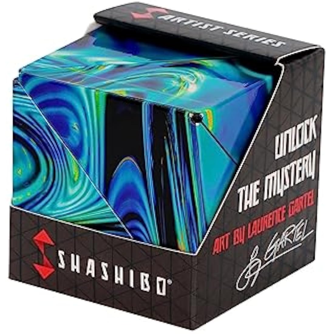 Shashibo Shape Shifting Box - Award-Winning, Patented Fidget Cube w/ 36 Rare Earth Magnets - Transforms Into Over 70 Shapes (Mystic Ocean- Artist Series)