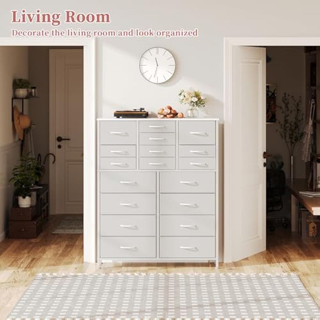CAIYUN Chest of Drawers with 18 Drawers， Dressers & Chests of Drawers for Bedroom， Storage Drawers for Kids， Bedroom Furniture Toy Storage Clothes Storage Cabinet, White