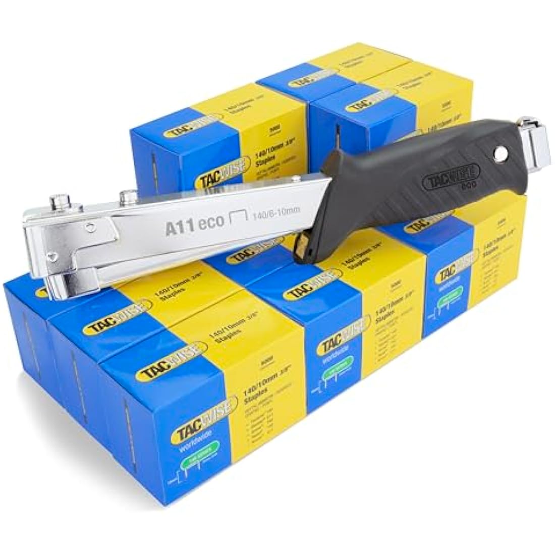 Tacwise 1783 A11 ECO Hammer Tacker with 60,000 140/10mm Staples, Uses Type 140/6-10 mm Staples