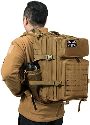 QT&QY Military Tactical Backpacks for Men Army Molle Daypack 25L/35L/45L Lage 3 Day Bug Out Bag Camping Hiking Rucksack with Bottle Holder