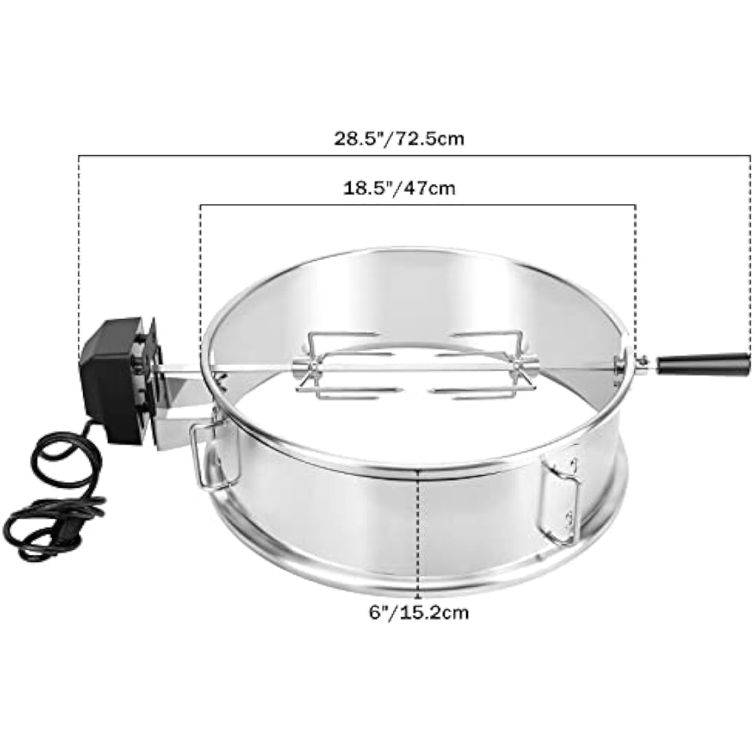 Onlyfire Stainless Steel Rotisserie & Pizza Ring Multi-Purpose BBQ Tool Kit for Weber 47 Kettle and Other Similar Charcoal Grills