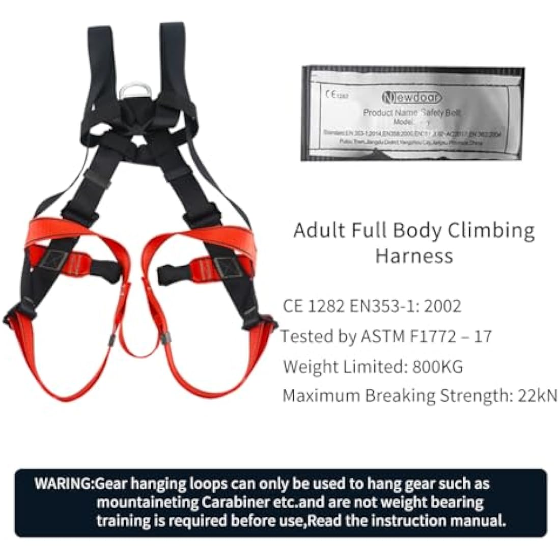 NewDoar Climbing Harness CE Certification Rock Climbing Rappelling Equipment Full Body Harness Guard Protect Rappelling Rescuing Equipment